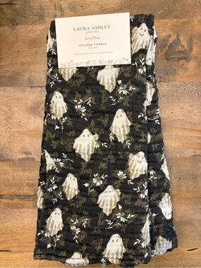 Halloween Towels Laura Ashley (3) 👻 GHOST Black Rosebuds NWT